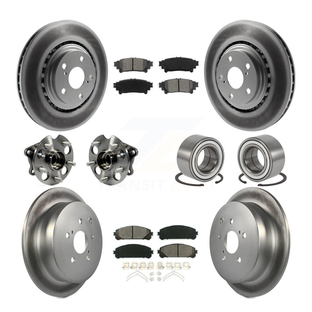 Hub Bearing Coated Brake Rotor & Pad Front Rear Kit (10Pc) For Toyota Sienna AWD