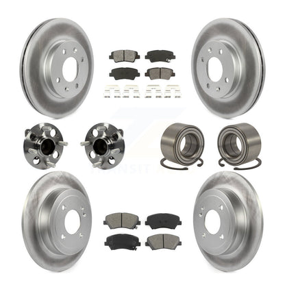 Hub Bearing Coat Brake Rotor Pads Front Rear Kit (10Pc) For 12-17 Hyundai Accent