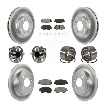 Hub Bearings Coated Disc Brake Rotors And Pads Front Rear Kit (10Pc) For Kia Rio