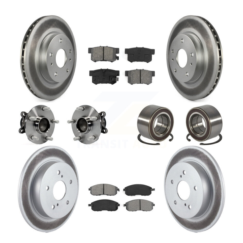 Hub Bearing Coat Brake Rotor Pads Front Rear Kit (10Pc) For 08-13 Suzuki SX4 FWD