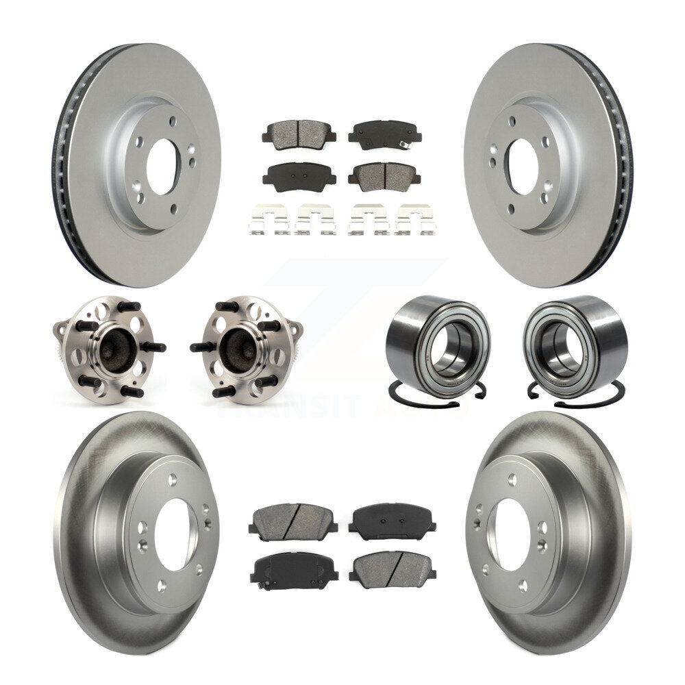 Hub Bearing Coated Brake Rotor & Pads Front Rear Kit (10Pc) For Hyundai Veloster