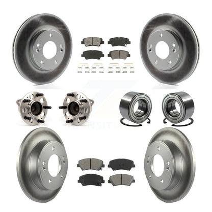 Hub Bearing Coated Brake Rotor Pads Front Rear Kit (10Pc) For Hyundai Elantra GT