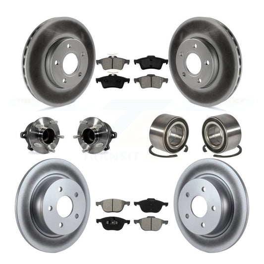 Hub Bearing Coated Disc Brake Rotor And Pad Front Rear Kit (10Pc) For Ford C-Max