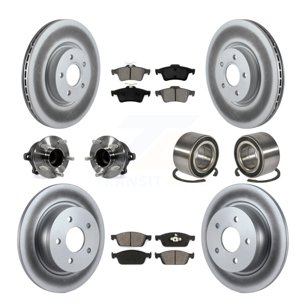 Hub Bearing Coated Disc Brake Rotor & Pads Front Rear Kit (10Pc) For Ford Escape