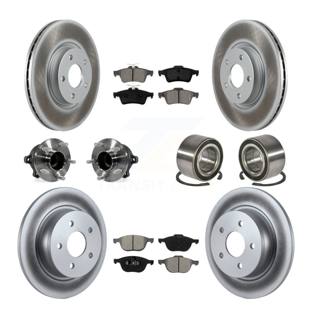 Hub Bearing Coated Brake Rotor & Pad Front Rear Kit (10Pc) For Ford Escape C-Max