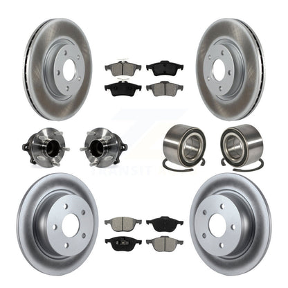 Hub Bearing Coated Brake Rotor & Pad Front Rear Kit (10Pc) For Ford Escape C-Max