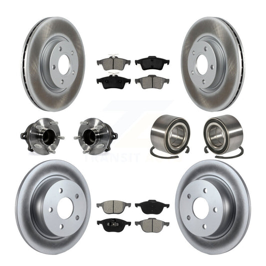 Hub Bearing Coated Brake Rotor & Pad Front Rear Kit (10Pc) For Ford Escape C-Max
