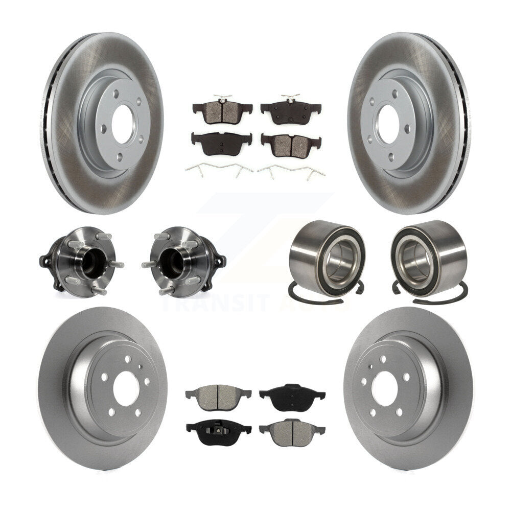 Hub Bearing Coated Disc Brake Rotor & Pads Front Rear Kit (10Pc) For Ford Escape