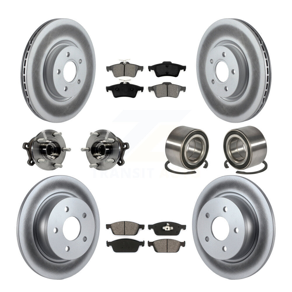 Hub Bearing Coated Disc Brake Rotor & Pads Front Rear Kit (10Pc) For Ford Escape