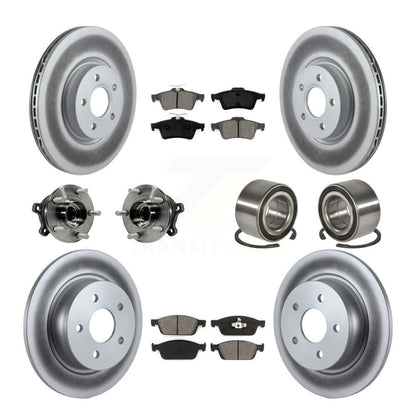 Hub Bearing Coated Disc Brake Rotor & Pads Front Rear Kit (10Pc) For Ford Escape