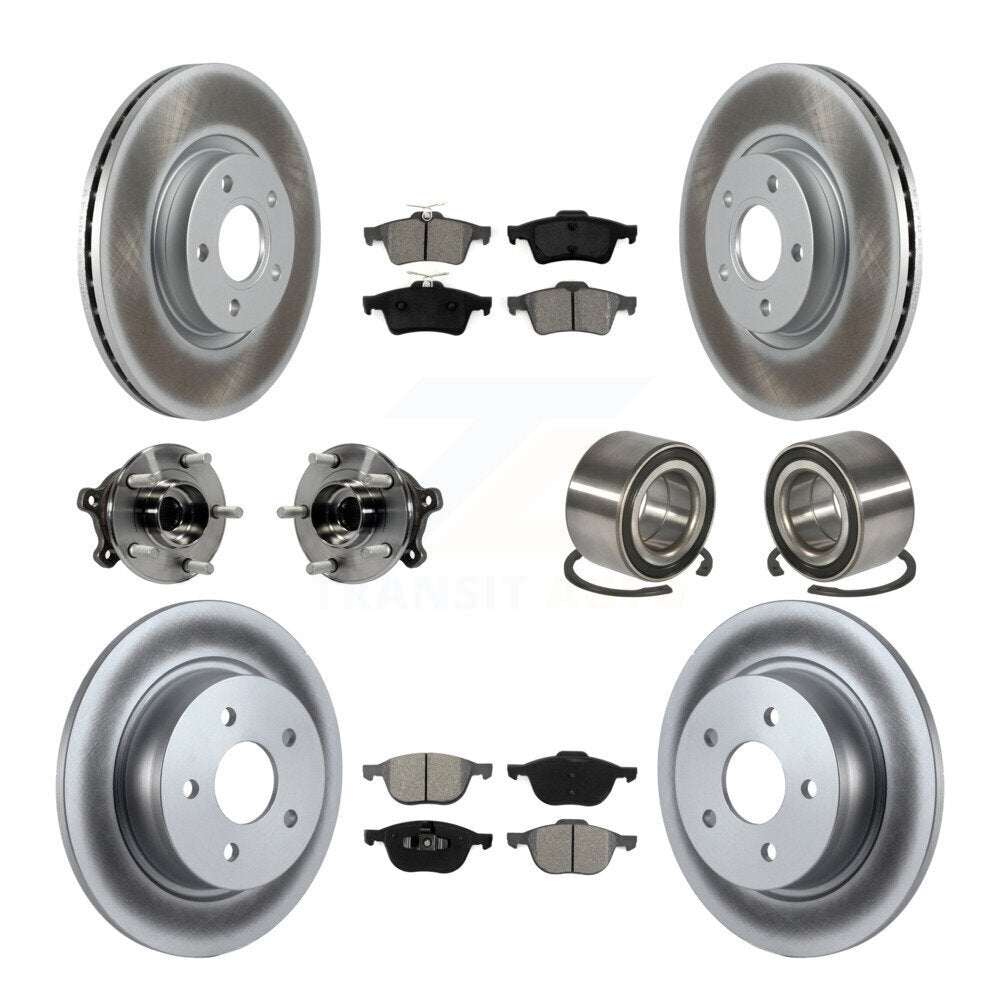 Hub Bearing Coated Disc Brake Rotor & Pads Front Rear Kit (10Pc) For Ford Escape