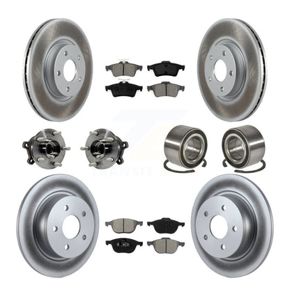 Hub Bearing Coated Disc Brake Rotor & Pads Front Rear Kit (10Pc) For Ford Escape