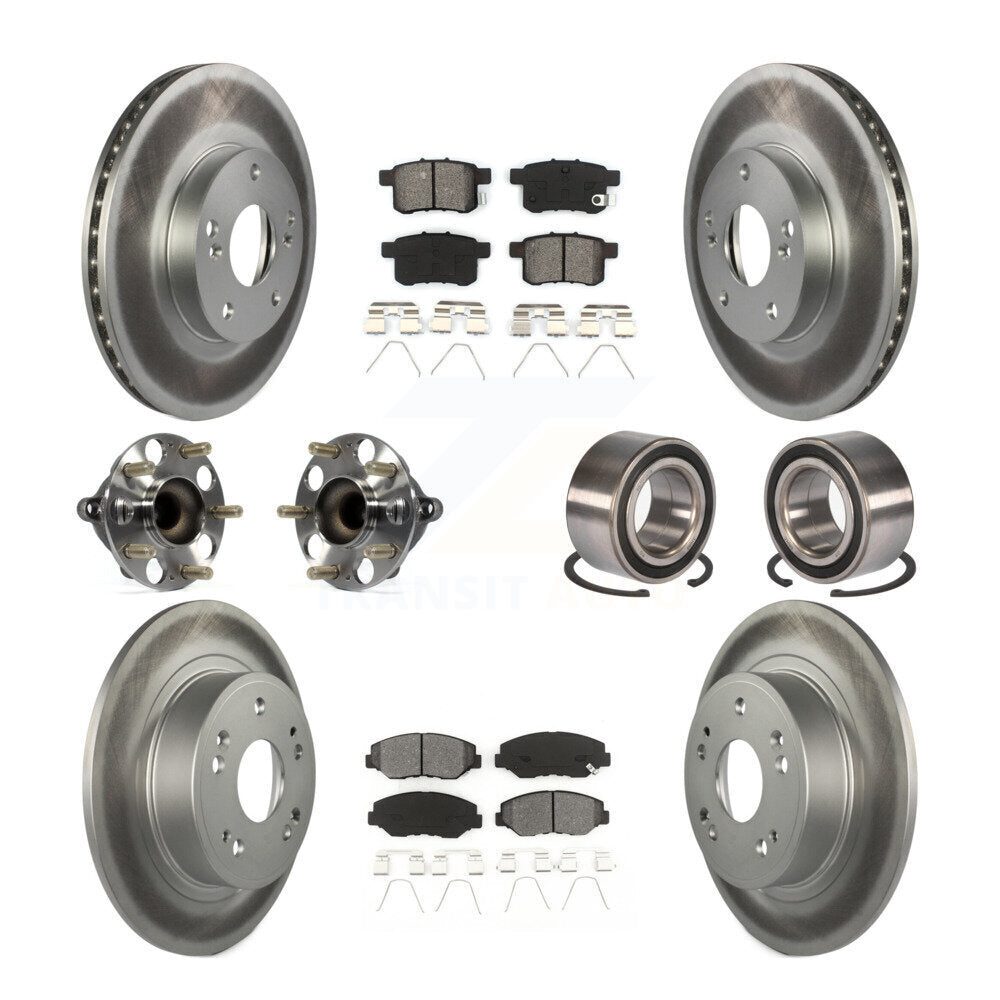 Hub Bearing Coated Disc Brake Rotor & Pad Front Rear Kit (10Pc) For Honda Accord