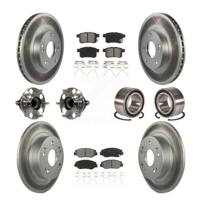 Hub Bearing Coated Disc Brake Rotor & Pad Front Rear Kit (10Pc) For Honda Accord