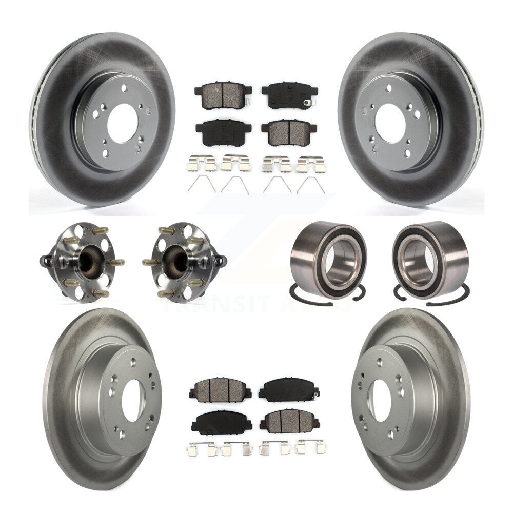 Hub Bearing Coated Disc Brake Rotor & Pad Front Rear Kit (10Pc) For Honda Accord