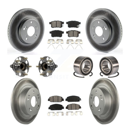 Hub Bearing Coated Disc Brake Rotor & Pad Front Rear Kit (10Pc) For Honda Accord