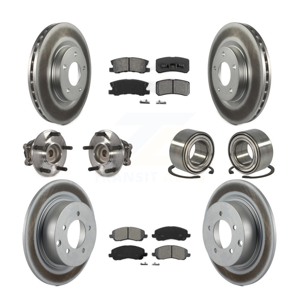 Hub Bearing Coat Brake Rotor Pad Front Rear Kit (10Pc) For 12 Mitsubishi RVR FWD
