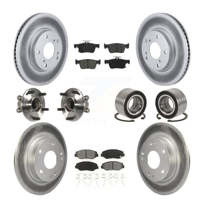 Hub Bearing Coated Disc Brake Rotor & Pads Front Rear Kit (10Pc) For Honda Civic