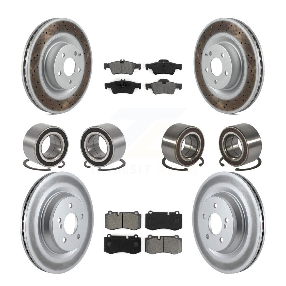 Bearing Coated Disc Brake Rotor Pad Front Rear Kit (10Pc) For Mercedes-Benz S350