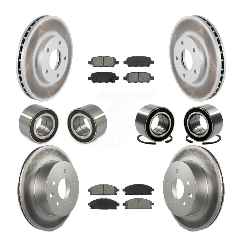 Bearing Coated Disc Brake Rotor And Pad Front Rear Kit (10Pc) For Nissan X-Trail