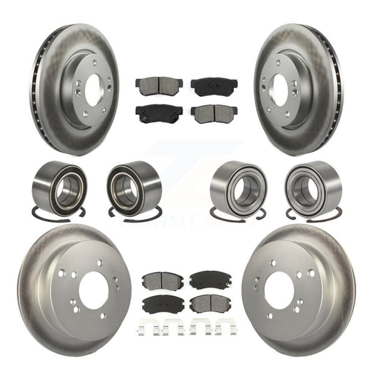 Bearing Coated Disc Brake Rotor Pad Front Rear Kit (10Pc) For Hyundai Tucson Kia