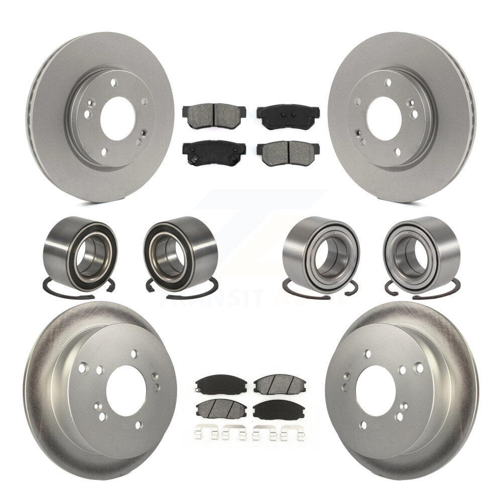 Bearing Coated Brake Rotor & Pads Front Rear Kit (10Pc) For Hyundai Santa Fe 4WD