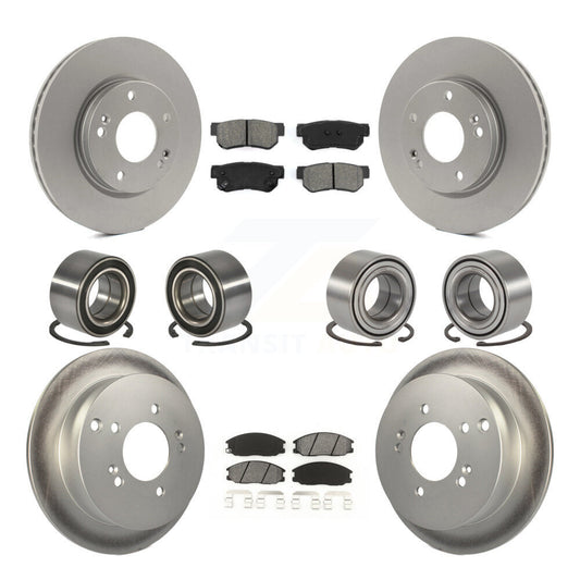 Bearing Coated Brake Rotor & Pads Front Rear Kit (10Pc) For Hyundai Santa Fe 4WD