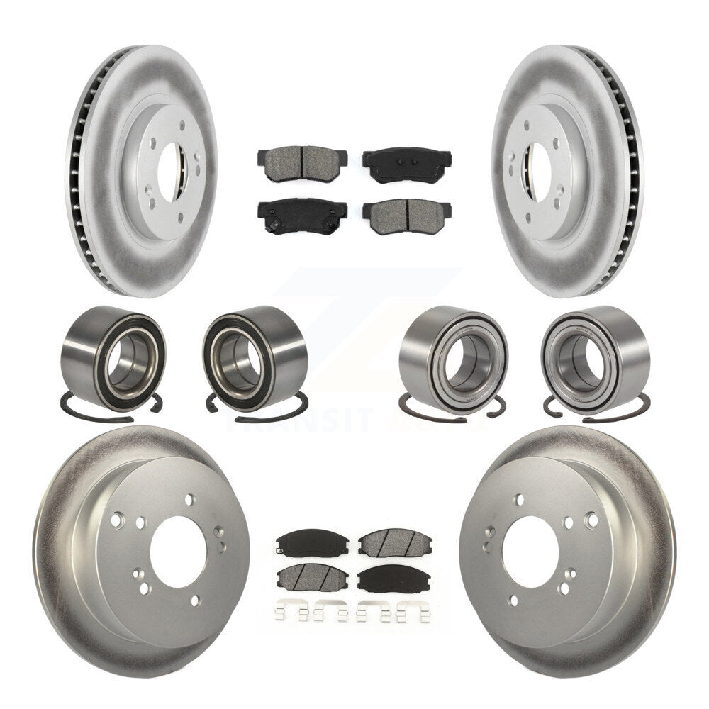 Bearing Coated Brake Rotor & Pads Front Rear Kit (10Pc) For Hyundai Santa Fe 4WD