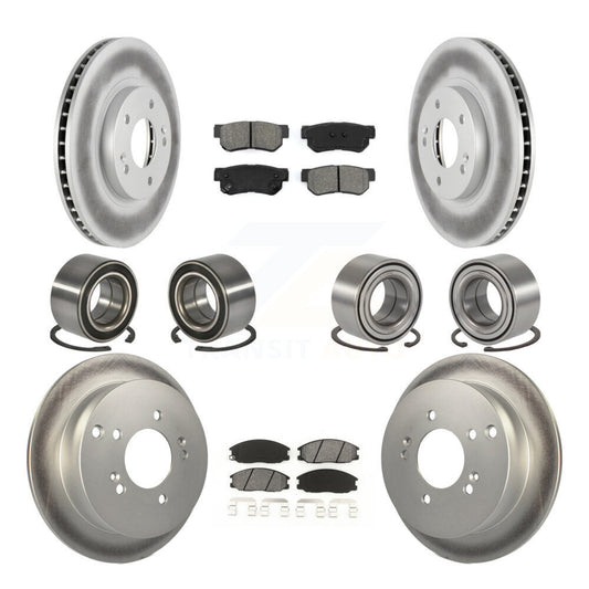Bearing Coated Brake Rotor & Pads Front Rear Kit (10Pc) For Hyundai Santa Fe 4WD