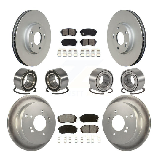 Bearing Coated Disc Brake Rotor Pad Front Rear Kit (10Pc) For Hyundai Tucson Kia