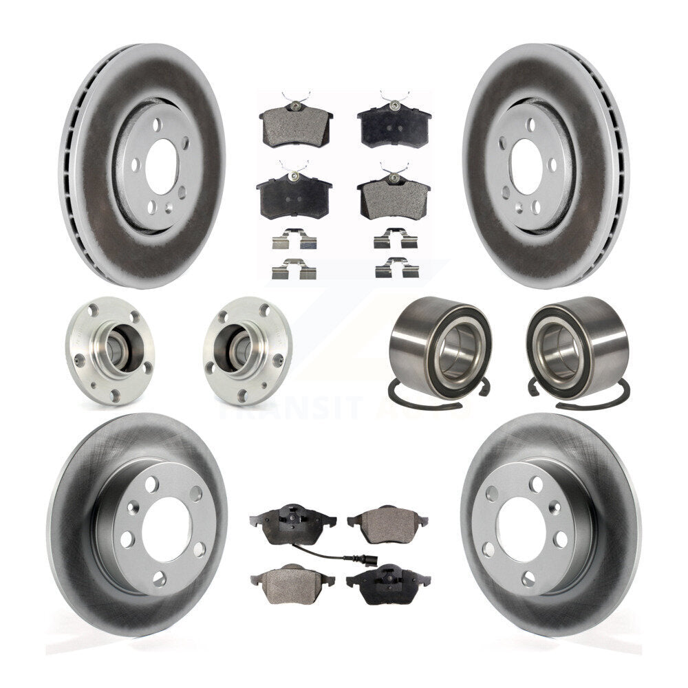 Hub Bearing Coated Brake Rotor & Pad Front Rear Kit (10Pc) For Volkswagen Beetle
