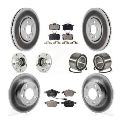 Hub Bearing Coat Brake Rotor Pad Front Rear Kit (10Pc) For Volkswagen Golf Jetta
