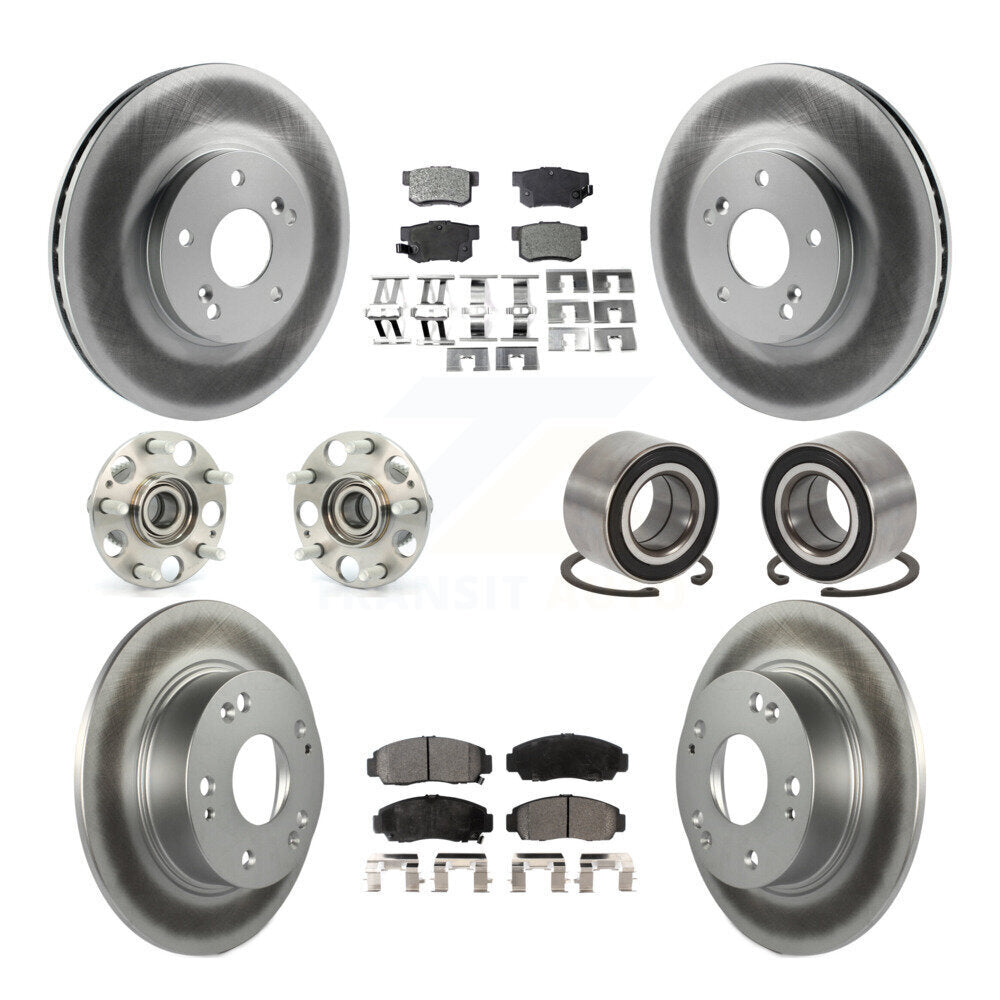 Hub Bearing Coated Disc Brake Rotor & Pad Front Rear Kit (10Pc) For Honda Accord