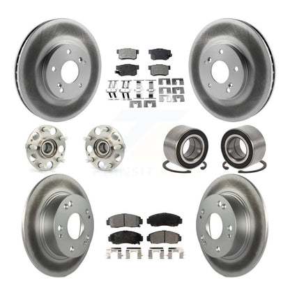 Hub Bearing Coated Disc Brake Rotor & Pad Front Rear Kit (10Pc) For Honda Accord