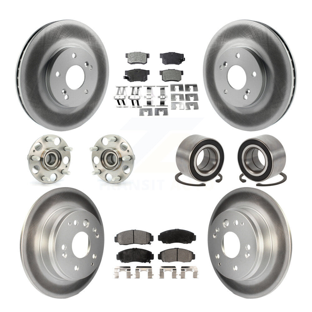 Hub Bearing Coated Disc Brake Rotors And Pads Front Rear Kit (10Pc) For Acura TL