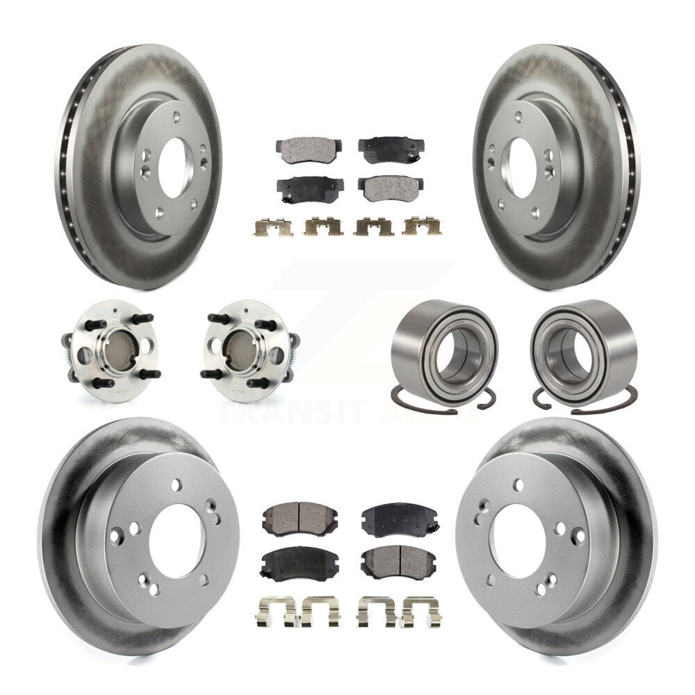 Hub Bearing Coated Disc Brake Rotor Pad Front Rear Kit (10Pc) For Hyundai Sonata