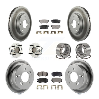 Hub Bearing Coated Disc Brake Rotor Pad Front Rear Kit (10Pc) For Hyundai Sonata
