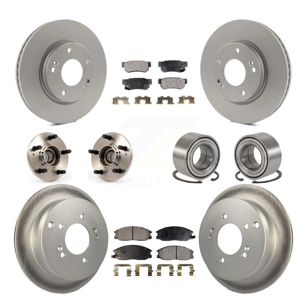Hub Bearing Coated Brake Rotor & Pads Front Rear Kit (10Pc) For Hyundai Santa Fe