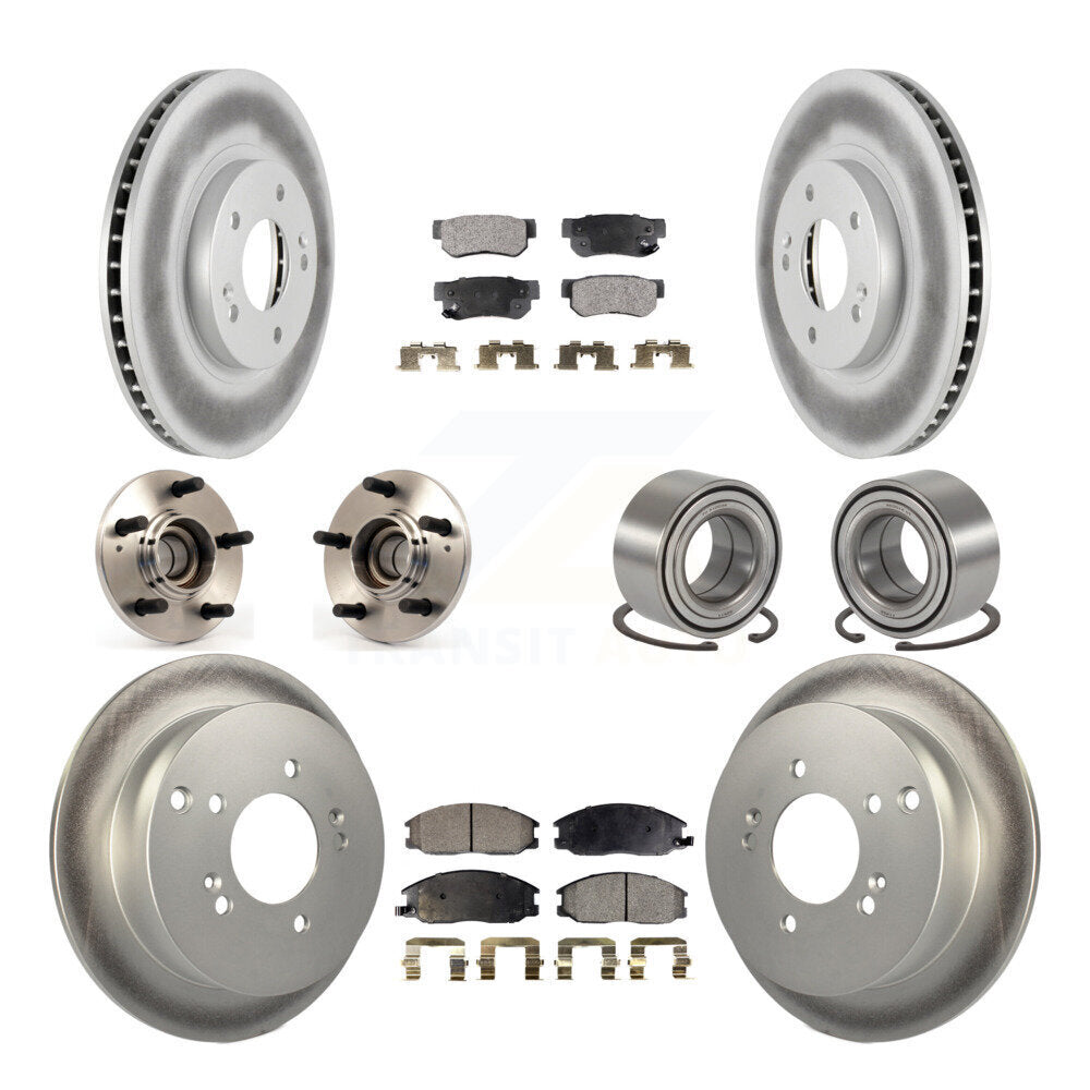 Hub Bearing Coated Brake Rotor & Pads Front Rear Kit (10Pc) For Hyundai Santa Fe
