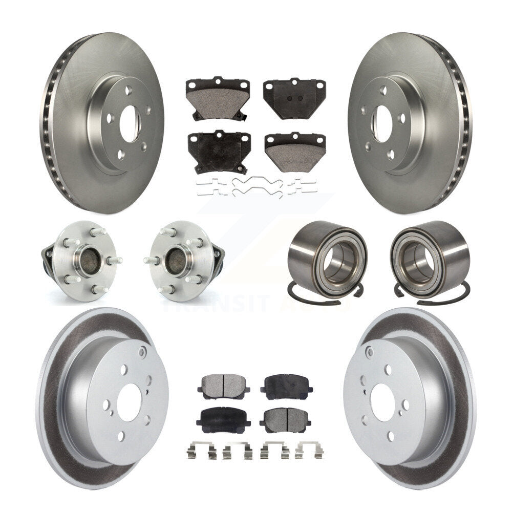 Hub Bearing Coat Brake Rotor Pad Front Rear Kit (10Pc) For Toyota Matrix Corolla