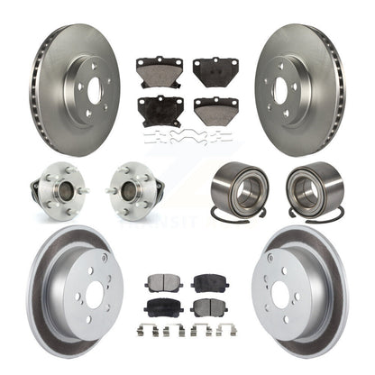 Hub Bearing Coat Brake Rotor Pad Front Rear Kit (10Pc) For Toyota Matrix Corolla