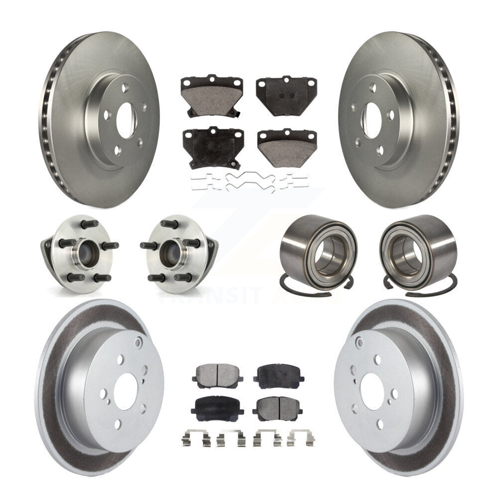 Hub Bearing Coat Brake Rotor Pad Front Rear Kit (10Pc) For Toyota Matrix Pontiac