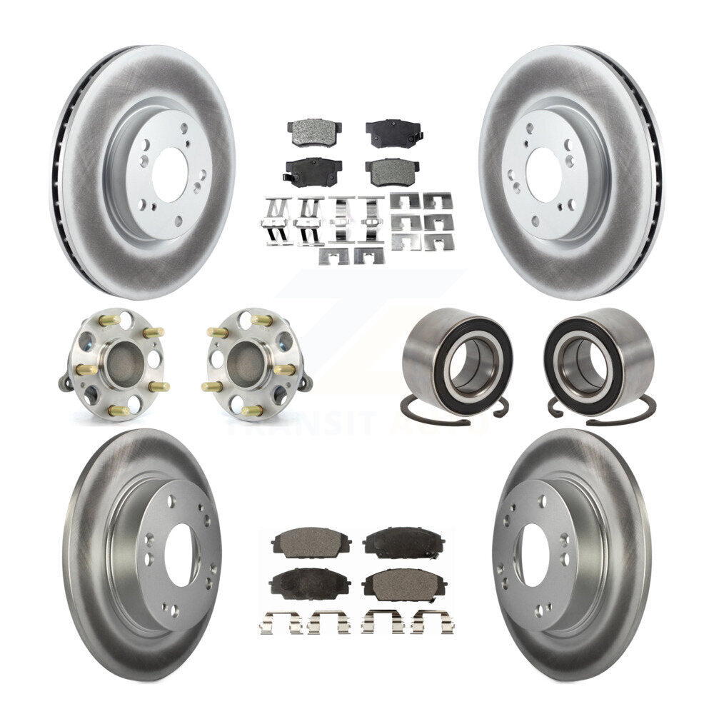 Hub Bearing Coat Brake Rotor Pad Front Rear Kit (10Pc) For Honda Civic Acura CSX
