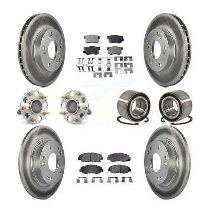 Hub Bearing Coated Disc Brake Rotor & Pads Front Rear Kit (10Pc) For Honda Civic