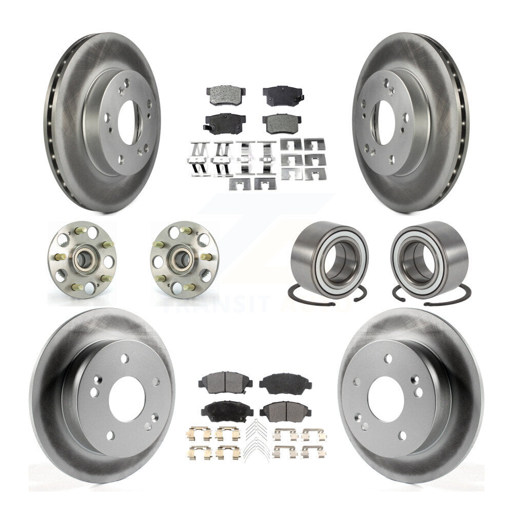 Hub Bearing Coat Brake Rotor Pad Front Rear Kit (10Pc) For Honda Civic Acura RSX