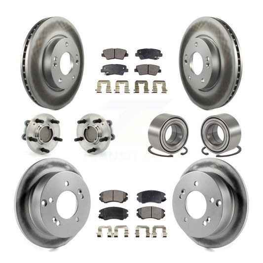 Hub Bearing Coated Disc Brake Rotor Pad Front Rear Kit (10Pc) For Hyundai Sonata