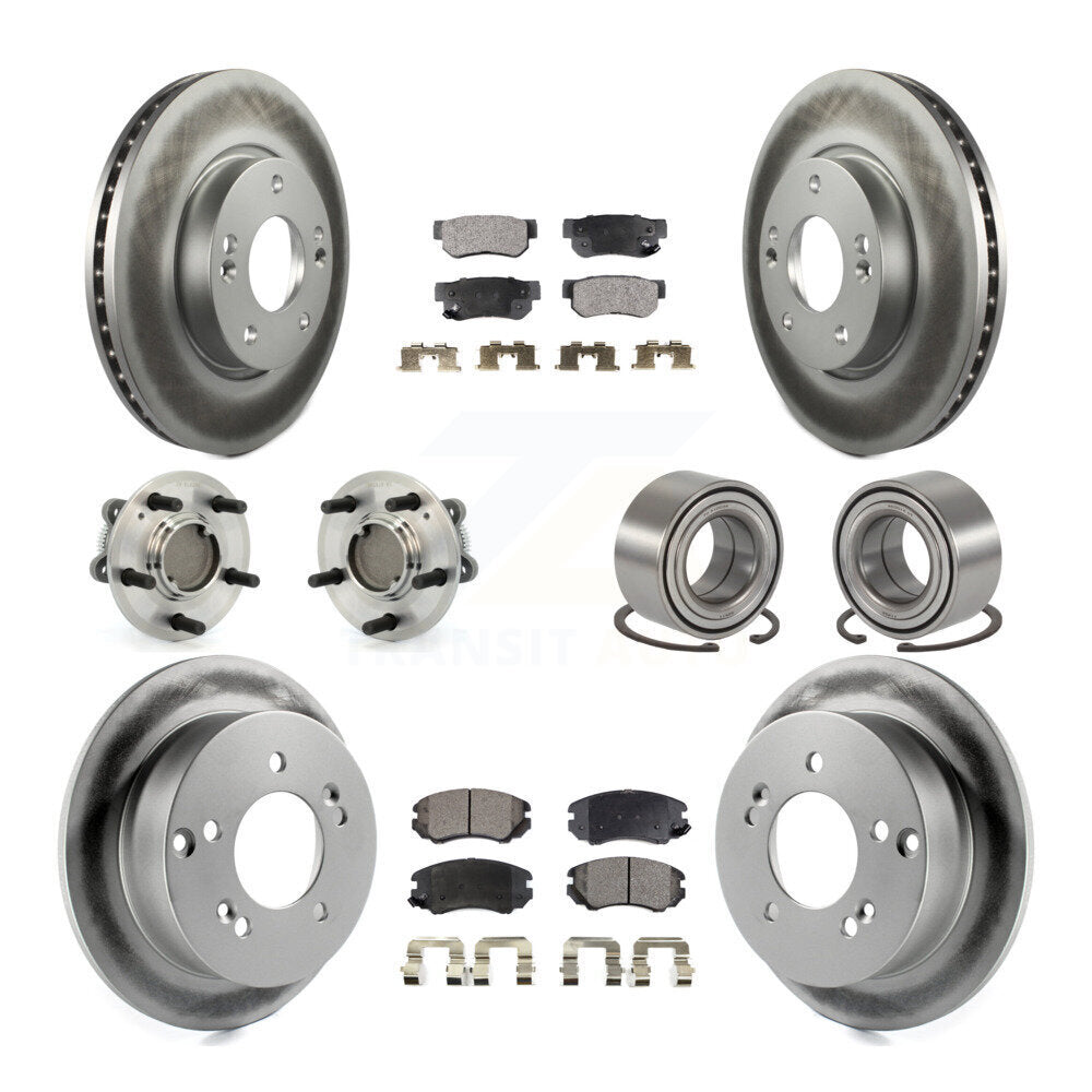 Hub Bearing Coated Brake Rotor Pads Front Rear Kit (10Pc) For Hyundai Sonata Kia
