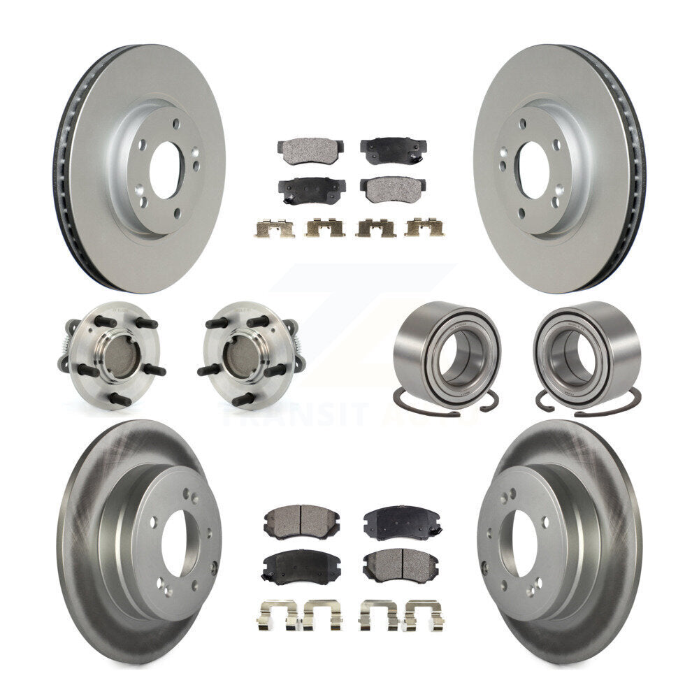 Hub Bearing Coated Disc Brake Rotor Pad Front Rear Kit (10Pc) For Hyundai Sonata
