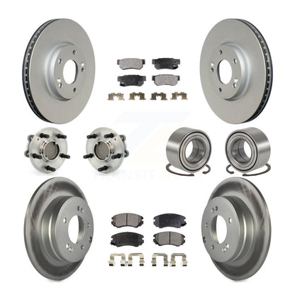 Hub Bearing Coated Disc Brake Rotor Pad Front Rear Kit (10Pc) For Hyundai Sonata