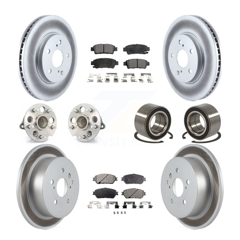 Hub Bearing Coated Brake Rotor & Pad Front Rear Kit (10Pc) For Toyota Sienna FWD